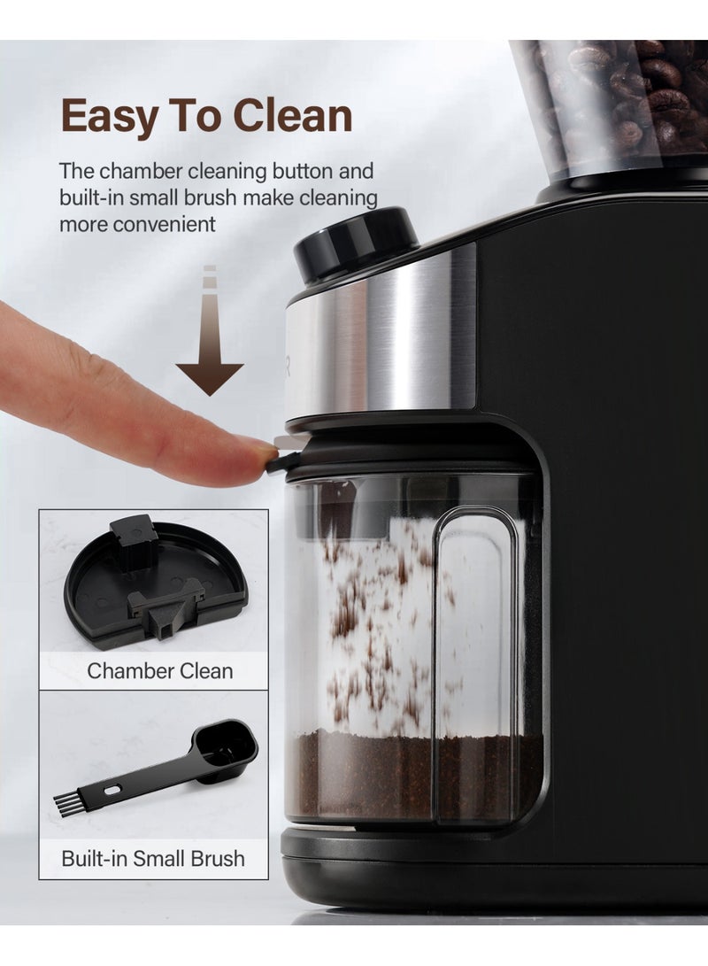 ibsun Burr Coffee Grinder Electric with 32 Grinding Sizes, Coffee Bean Grinder with 40 Seconds Adjustable Electronic Timer v60 - Image 5